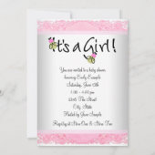 Invitation Douche pour fille rose et verte (Dos)