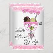 Invitation Douche pour fille rose et verte (Devant / Derrière)