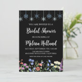 Invitation Douche pour mariée d'hiver des fleurs sauvages lun (Debout devant)