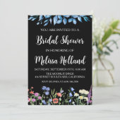 Invitation Douche pour mariée d'hiver des fleurs sauvages lun (Debout devant)