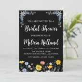 Invitation Douche pour mariée d'hiver des fleurs sauvages lun (Debout devant)