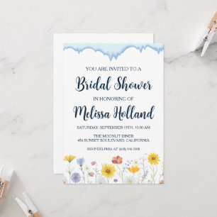Invitation Douche pour mariée d'hiver des fleurs sauvages lun