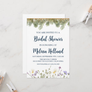 Invitation Douche pour mariée d'hiver des fleurs sauvages lun