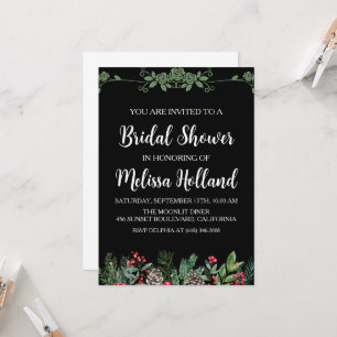 Invitation Douche pour mariée d'hiver des fleurs sauvages lun
