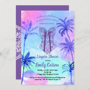 Invitation Douche pourpre de lingerie. Partie nuptiale