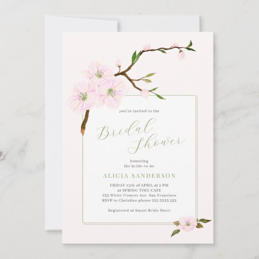 Invitation Douche printanière rose vif à fleurs (Devant)