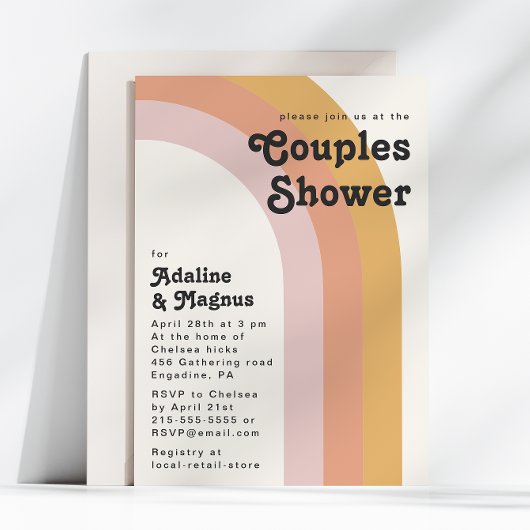 Invitation douche Rainbow Couples Retro 70 moderne