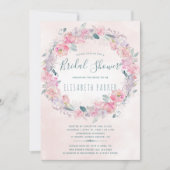 Invitation Douche romantique à fleurs rose rousse (Devant)