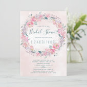 Invitation Douche romantique à fleurs rose rousse (Debout devant)