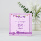 Invitation Douche rose bébé fille (Debout devant)