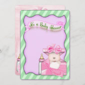 Invitation Douche rose bébé fille (Devant / Derrière)