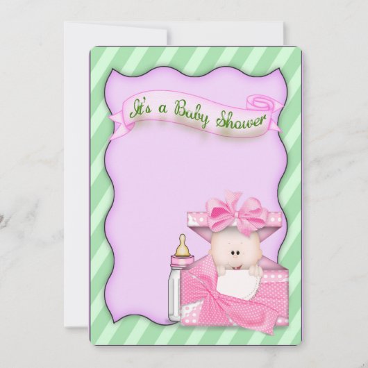 Invitation Douche rose bébé fille (Devant)