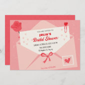 Invitation Douche rose mignonne belle lettre nuptiale (Devant / Derrière)