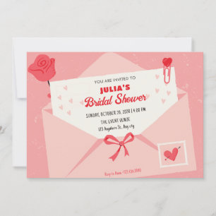 Invitation Douche rose mignonne belle lettre nuptiale