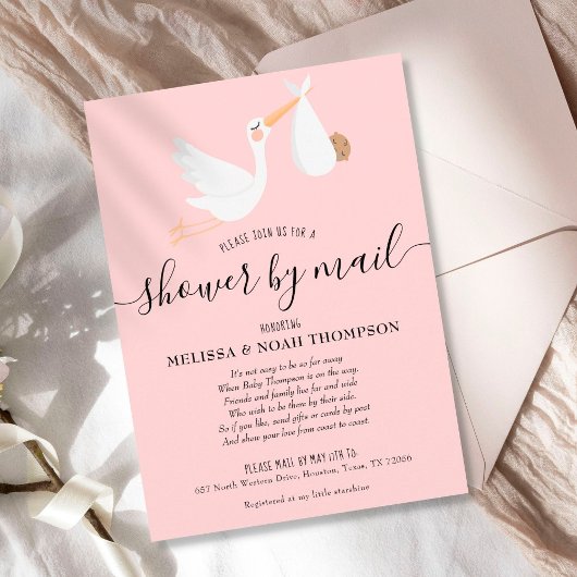 Invitation Douche Rose Par Courrier Écrasage Longue Distance