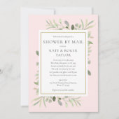 Invitation Douche Rose Par Mail Long Distance Feuilles de ver (Devant)