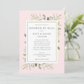Invitation Douche Rose Par Mail Long Distance Feuilles de ver (Debout devant)