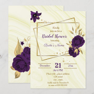 Invitation douche royale violette dorée