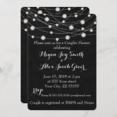 Invitation Douche Rustic Blackboard and String Lights (Devant / Derrière)