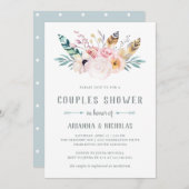 Invitation Douche Rustique Boho Couples (Devant / Derrière)