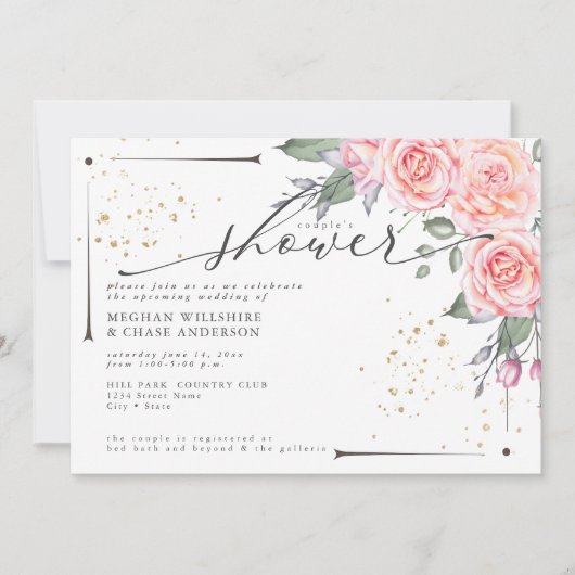 Invitation Douche Rustique Couple's Dusty Green Foliage Invit (Devant)