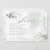Invitation Douche Rustique Couple's Dusty Green Foliage Invit (Devant)