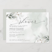 Invitation Douche Rustique Couple's Dusty Green Foliage Invit (Devant / Derrière)