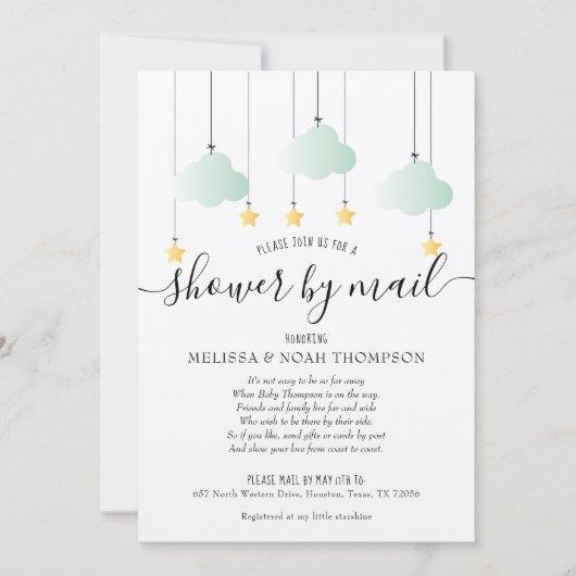 Invitation Douche Rustique Par Courrier Longue Distance Parse (Devant)
