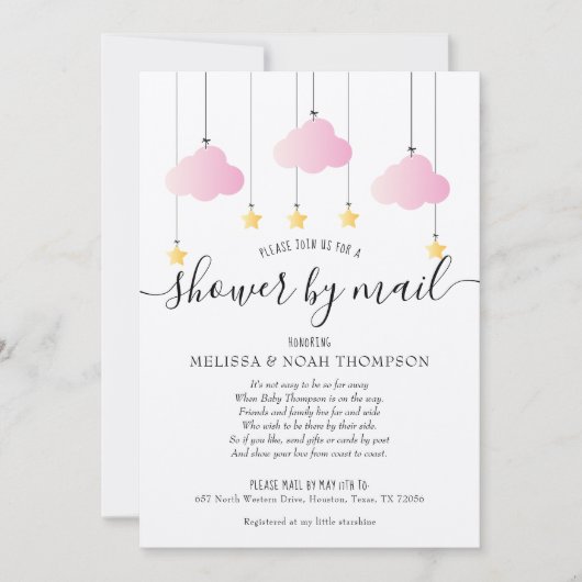 Invitation Douche Rustique Par Courrier Longue Distance Parse (Devant)