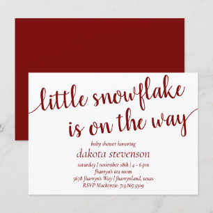 Invitation Douche simple rouge Candy Apple Little Snowflake