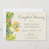 INVITATION DOUCHE SUCCULENTE CACTUS JARDIN FLORAL COUPLES (Devant)