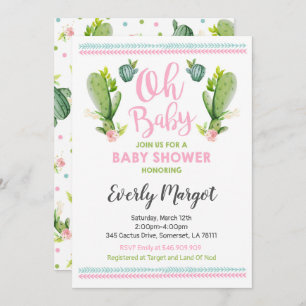 Invitation Douche succulente d'invitation de baby shower de