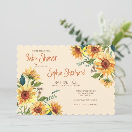 Invitation Douche Sunflower Corners (Debout devant)
