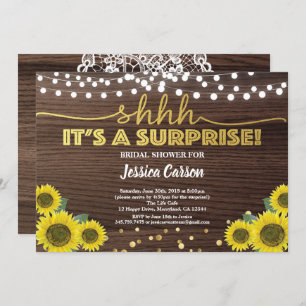 Invitation Douche surprenante nuptiale tournesol rustique en 