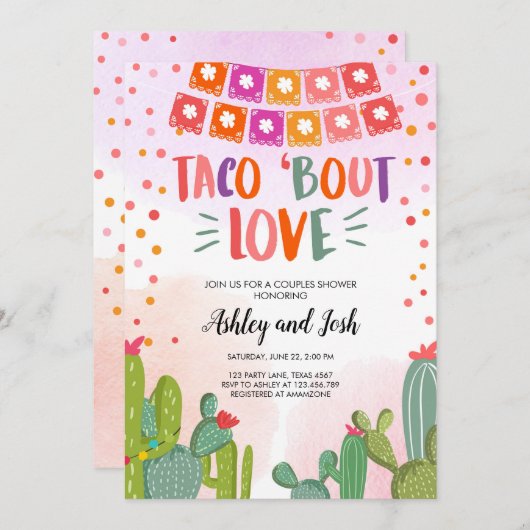 Invitation Douche Taco Bout Love Fiesta Couples (Devant / Derrière)