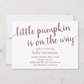 Invitation Douche Taupe Simple | Petit Citrouille Rose du dés (Devant)