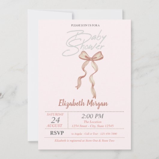 Invitation Douche Tirée À La Main (Devant)