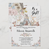 Invitation Douche tribale de bébé d'animaux de région boisée (Devant / Derrière)