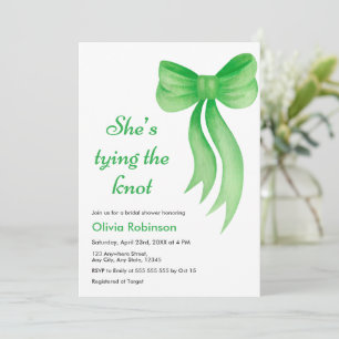 Invitation Douche Verte Elle Attache le Nœud Enterrement de V