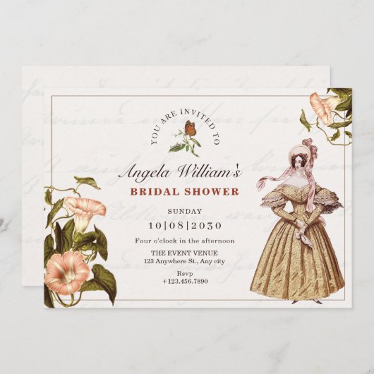 Invitation Douche vintage (Devant / Derrière)