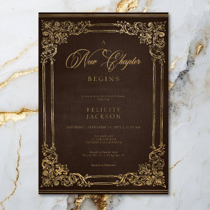 Invitation Douche Vintage Brown Book Nouveau Chapitre Commenc