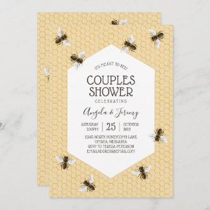 Invitation Douche Vintage Couples d'abeilles