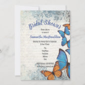 Invitation Douche vintage de papillons bleus (Devant)
