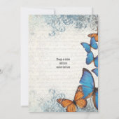 Invitation Douche vintage de papillons bleus (Dos)