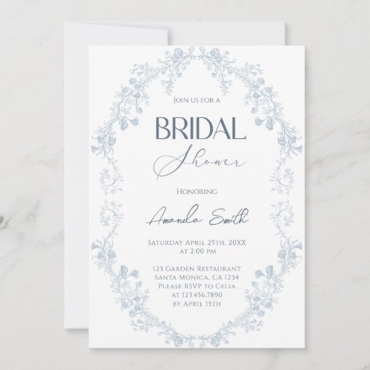 Invitation Douche vintage fleurie (Devant)