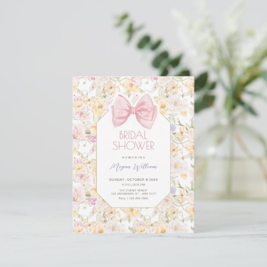 Invitation Douche vintage fleurie (Debout devant)