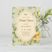 Invitation Douche vintage fleurie (Debout devant)