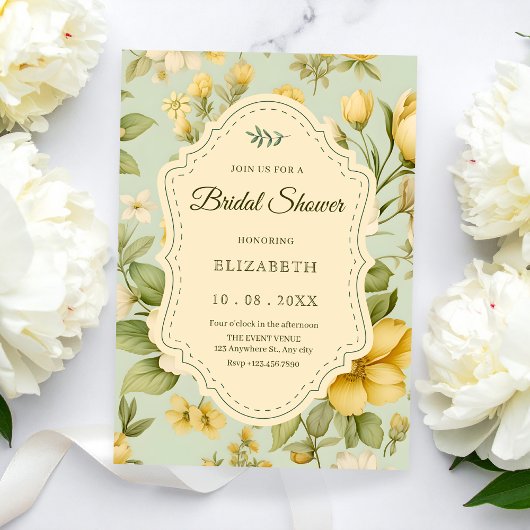 Invitation Douche vintage fleurie