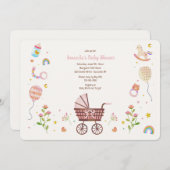 Invitation Douche vintage pour bébé (Devant / Derrière)