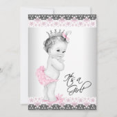 Invitation Douche vintage pour bébé rose et gris (Devant)